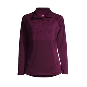 Avia Women's Active Quilted 1/4 Zip Pullover Purple Maroon Wicking Women's Med